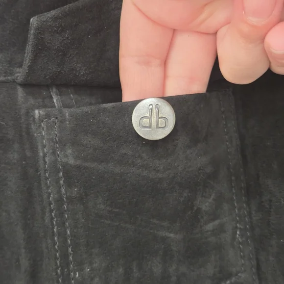 Dennis Basso Suede Leather Button Front Black Jacket Women’s Sz Small Washable - Picture 8 of 16